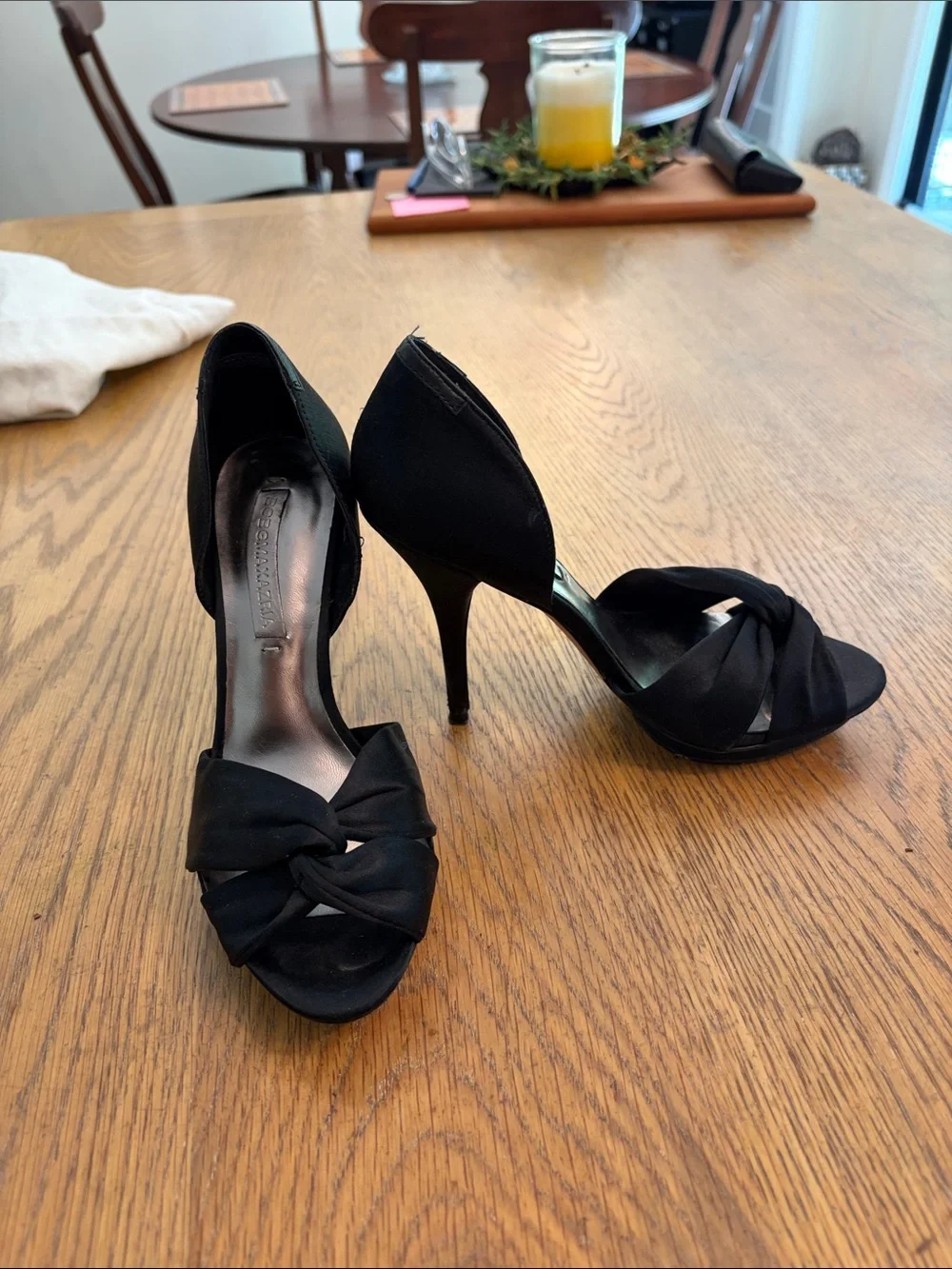 Black Knotted Open-Toe Heels - Women
